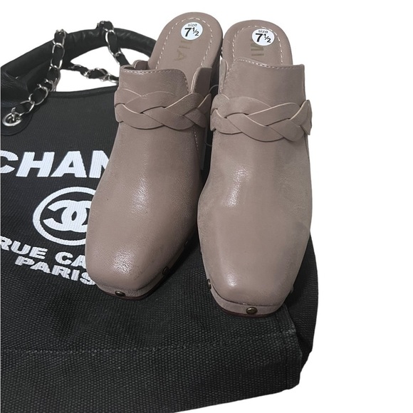 Xenia Taupe Braided Stud Square Toe Clogs by MIA Size 7.5 - Picture 2 of 12